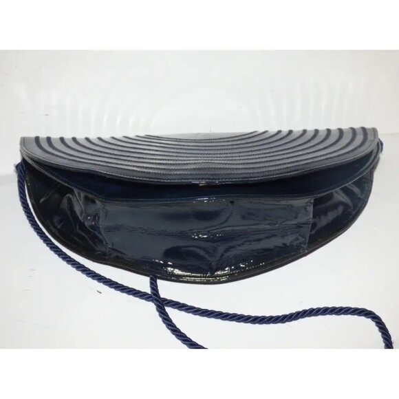 Fendi Navy Leather Stylized Fan 2-way Crossbody or Clutch - Picture 11 of 11